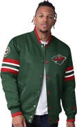 STARTER Men's Starter Green Minnesota Wild Scout I Full-Snap Varsity Jacket