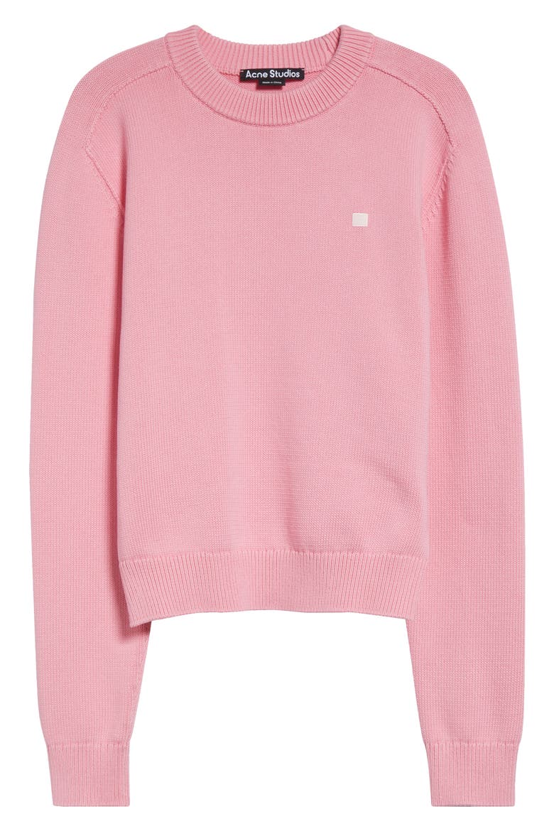 Kolos Face Patch Cotton Crewneck Sweater, Alternate, color, CAMEO PINK DRM