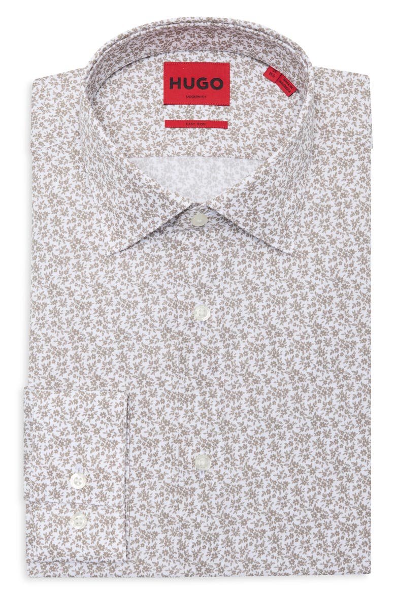 Valerio Ditsy Print Easy Iron Cotton Dress Shirt, Main, color, LIGHT/ PASTEL BROWN