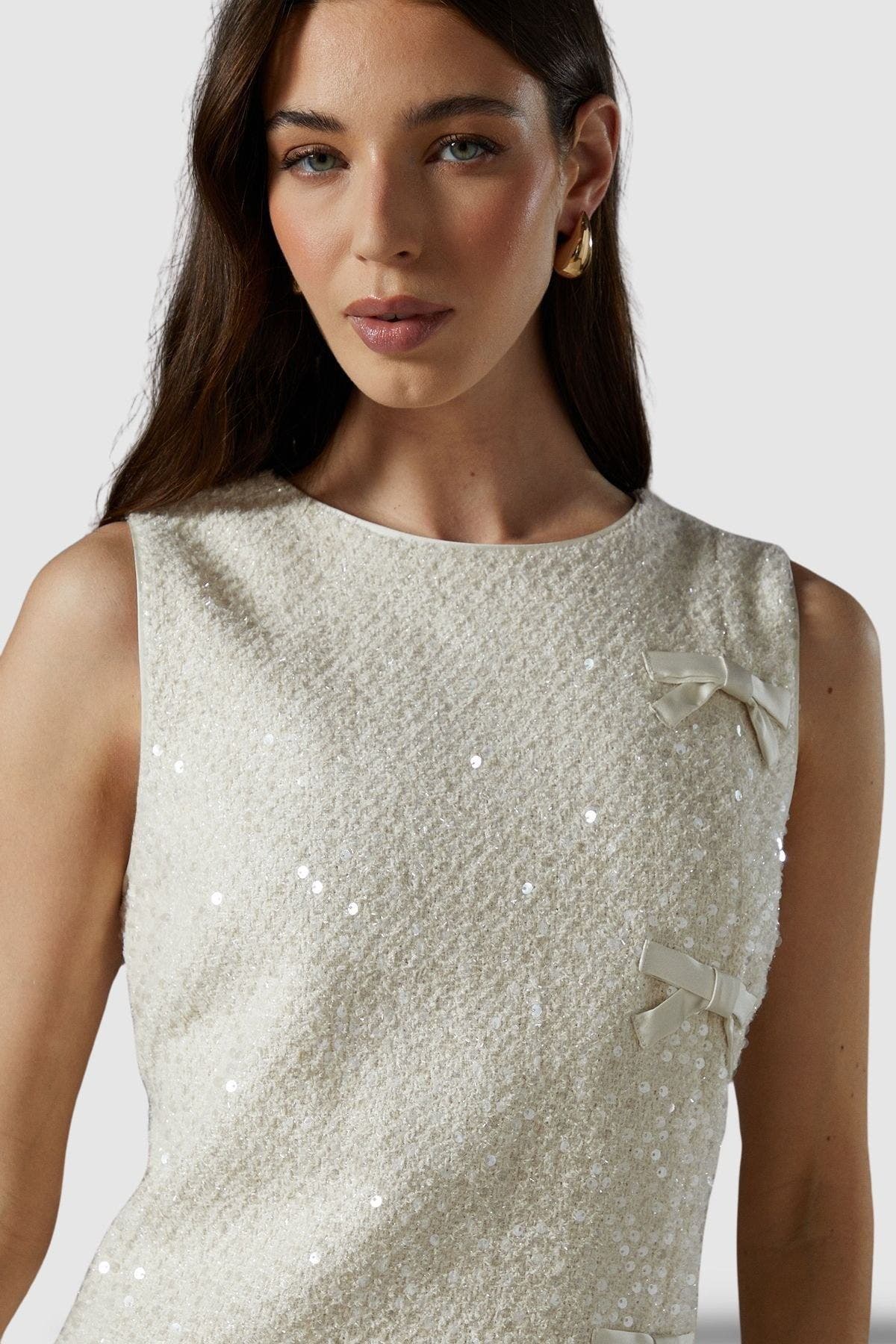 Sequin Boucle Shift Dress - image 2