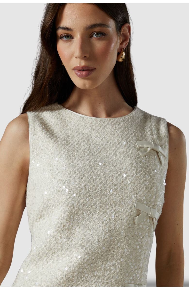 Coast Sequin Boucle Shift Dress, Alternate, color, Ivory