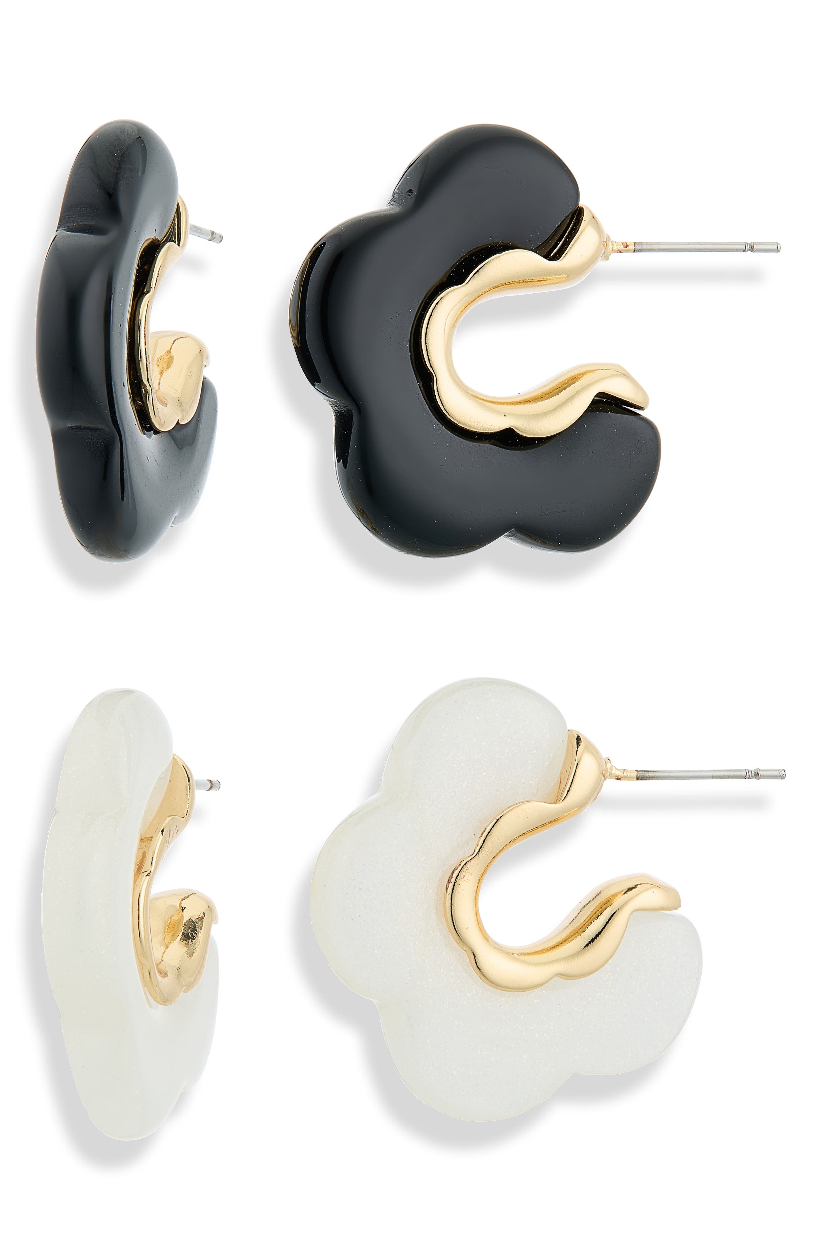Set of 2 Scalloped Resin Hoop Earrings