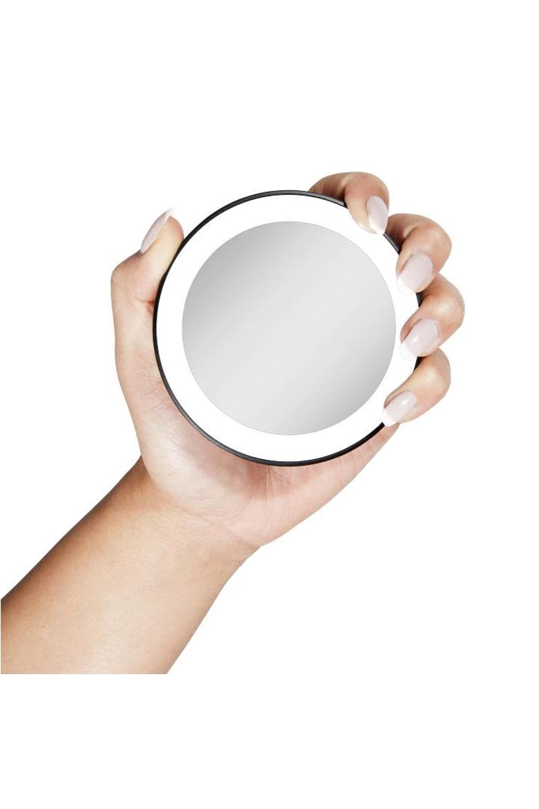 Lighted Compact Mirror with 10X Magnification & Suction Cup, Alternate, color, Seafoam Green