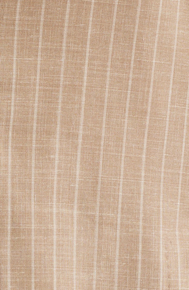 BOSS Camel Heston Slim Fit Pinstripe Wool Blend Double Breasted Suit, Alternate, color, Medium Beige