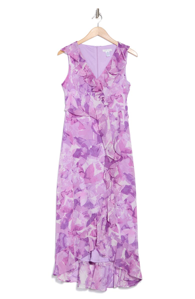 London Times Floral Sleeveless Ruffle Maxi Dress, Alternate, color, 