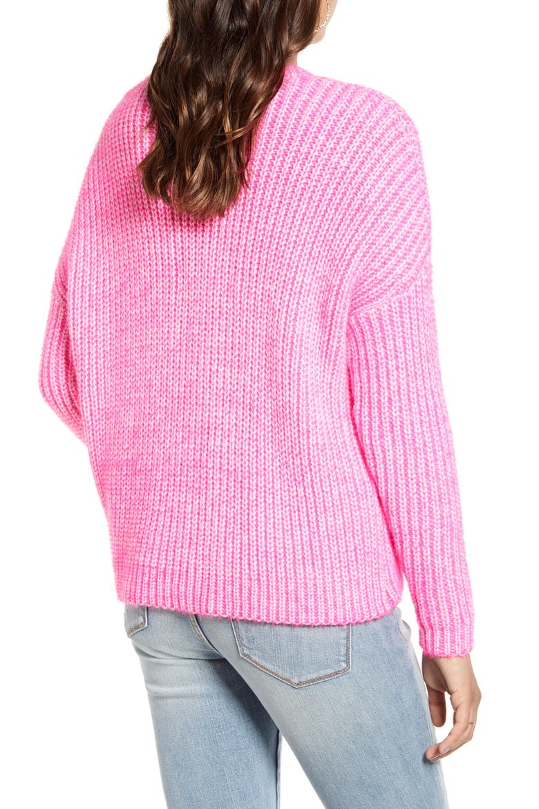 Two Tone Sweater, Alternate, color, NEON PINK