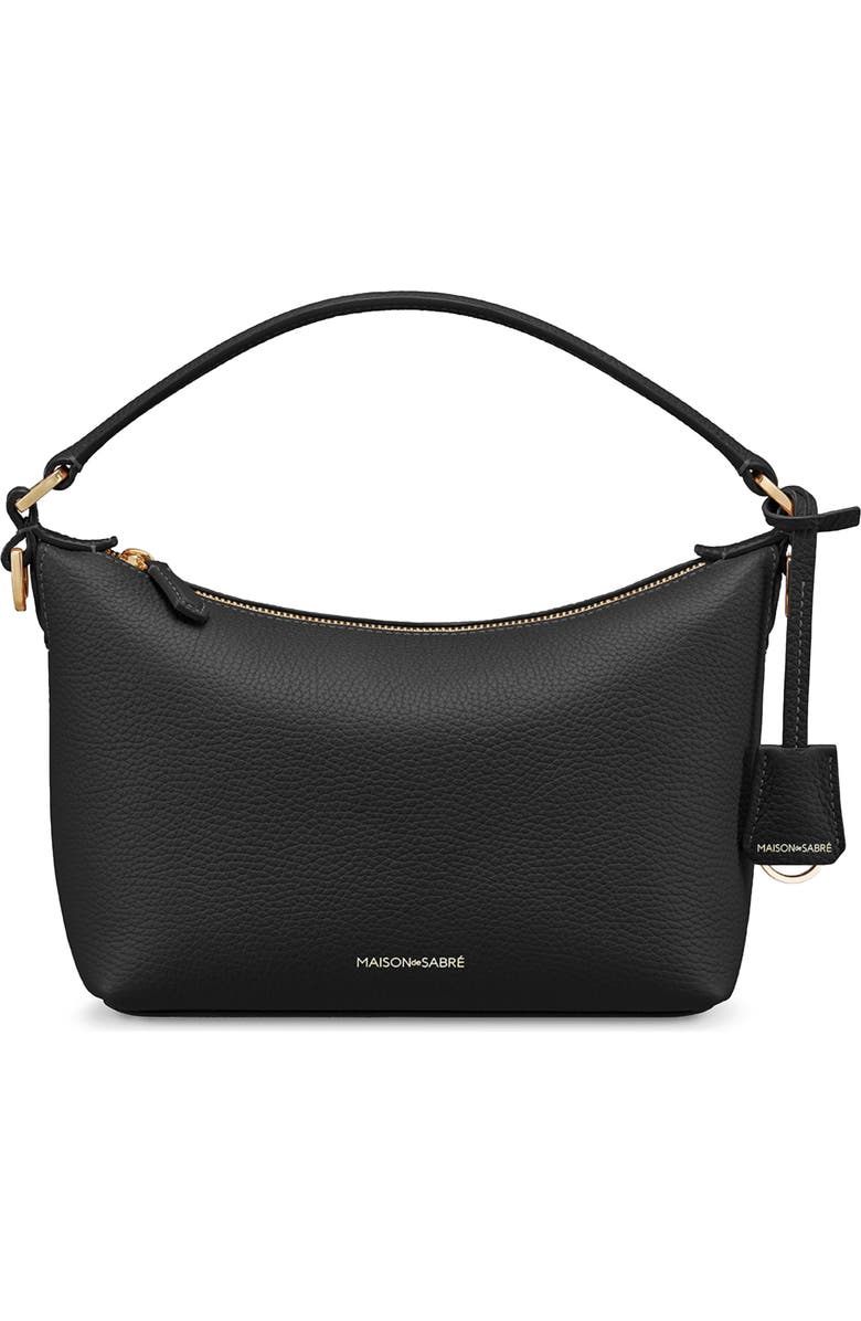 MAISON de SABRÉ Small Leather Soft Hobo, Main, color, Black Caviar
