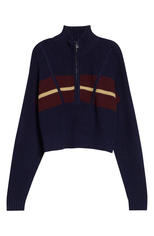 Staud Cropped Hampton Sweater In Blue