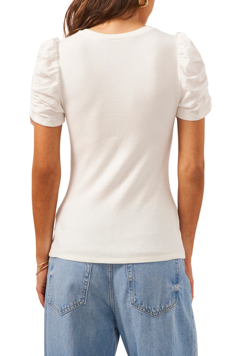 Puff Sleeve Rib T-Shirt, Alternate, color, DNU/COCONUT MILK