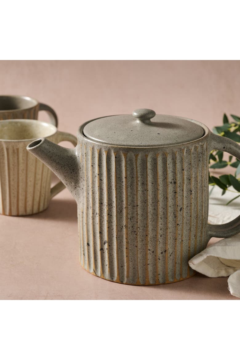 Sundara Fluted Ceramic Teapot, Alternate, color, Gray