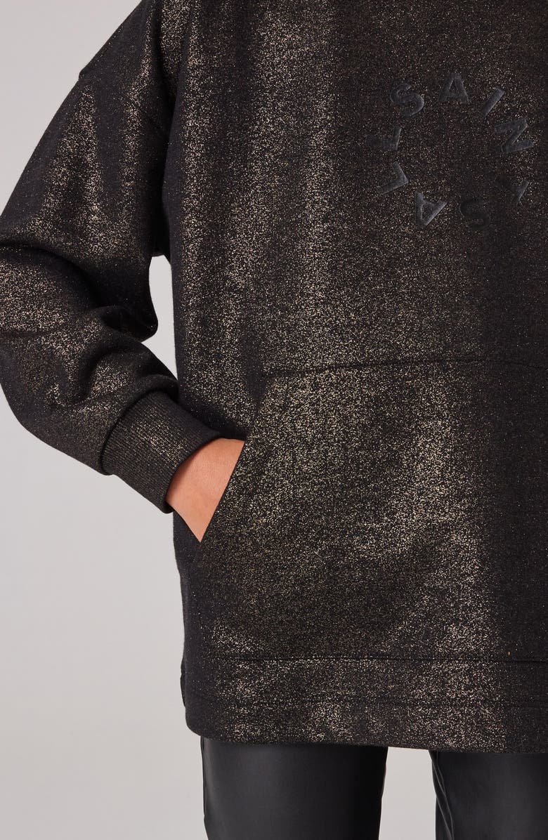 smALLSAINTS by ALLSAINTS Kids' Oversize Metallic Cotton Hoodie, Alternate, color, Black