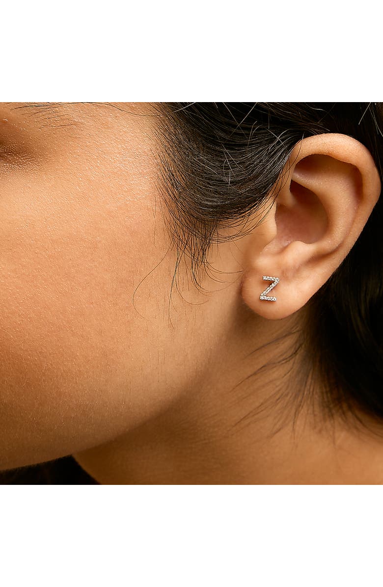 Haus of Brilliance 10K Gold 1/10 Cttw Diamond Initial "A" to "Z" Stud Earring, Alternate, color, White Gold | Z