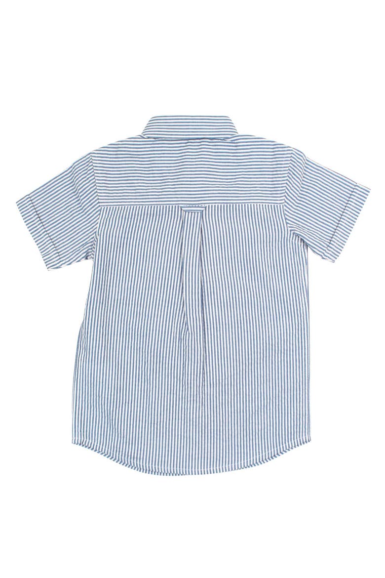 Boys Short Sleeve Button Down Shirt, Alternate, color, Classic Blue Seersucker