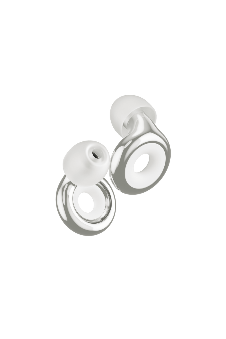 Experience 2 Plus Earplugs Stylish Hearing Protection for Concerts & Festivals, Main, color, Silver