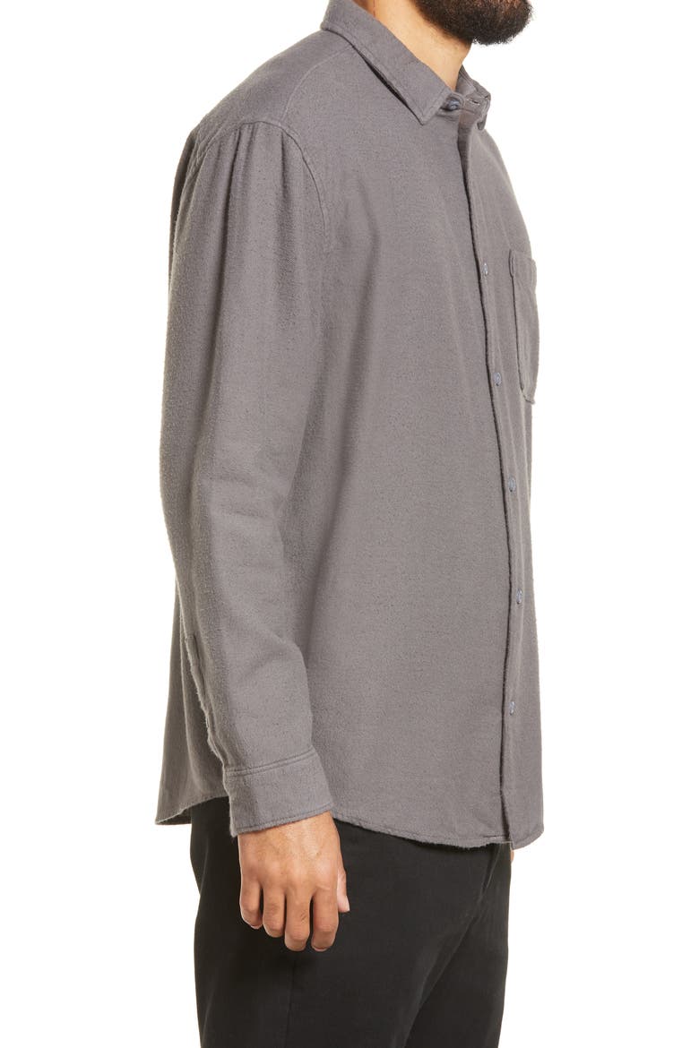 Solid Flannel Button-Up Shirt, Alternate, color, GREY TORNADO - GREY GRINDLE