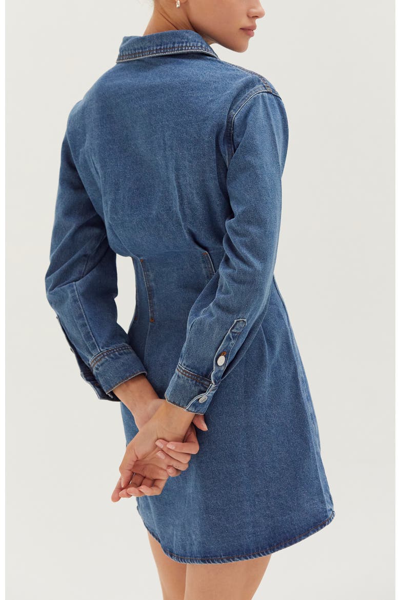 Denim Corset Waist Mini Dress, Alternate, color, Denim Blue