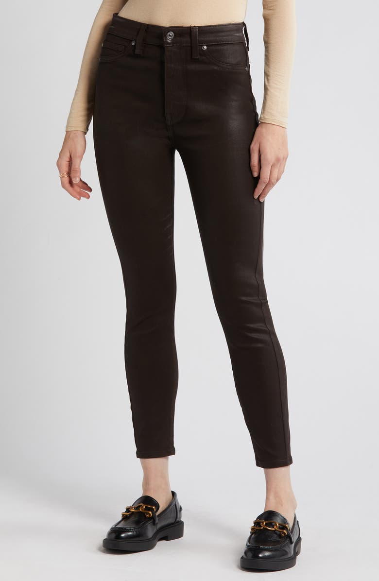 7 For All Mankind Coated High Waist Ankle Skinny Jeans, Alternate, color,