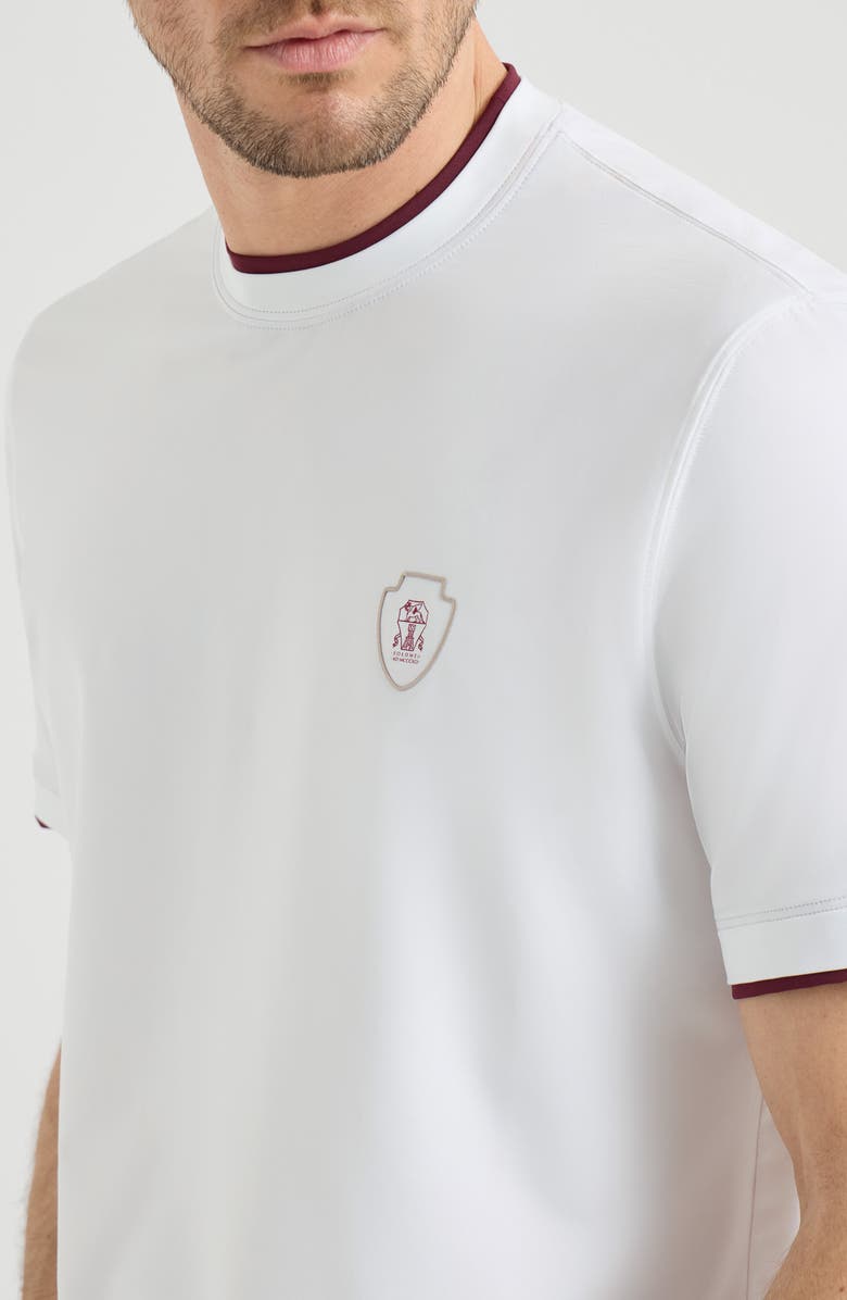 Brunello Cucinelli T-shirt with faux-layering, Alternate, color, White