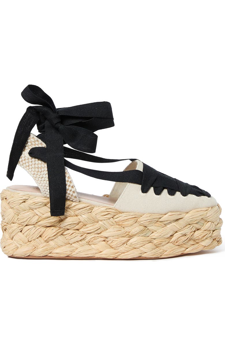 Loeffler Randall Mason Closed Toe Platform Espadrille, Alternate, color, Natural/ Black
