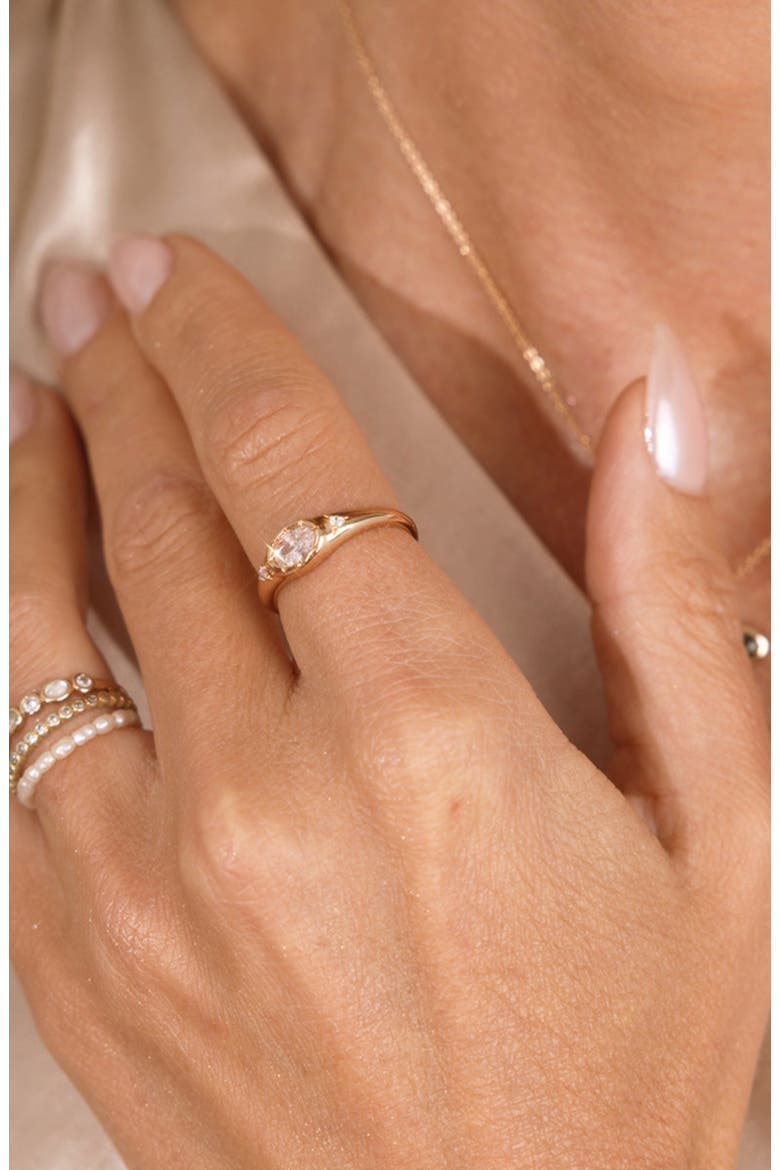 Oval Birthstone Signet Ring, Alternate, color, April Gold Vermeil
