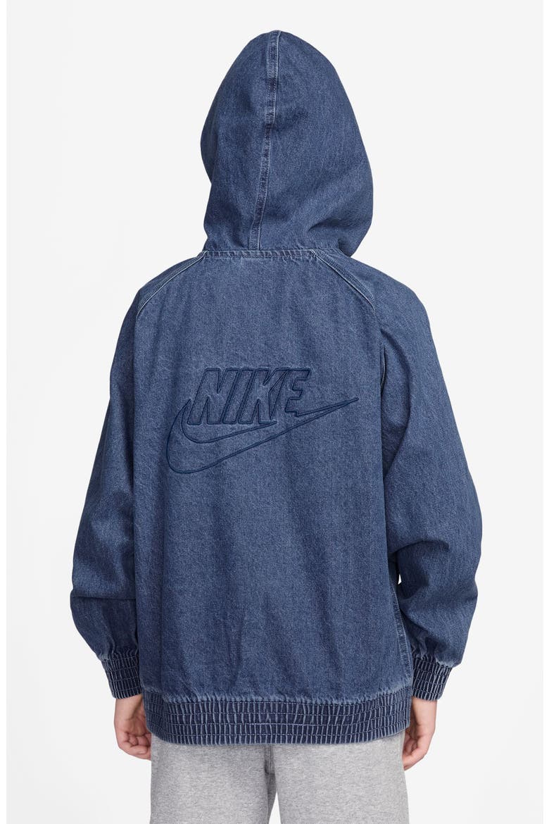 Kids' Sportswear Denim Hooded Zip-Up Jacket (Men) | Nordstrom