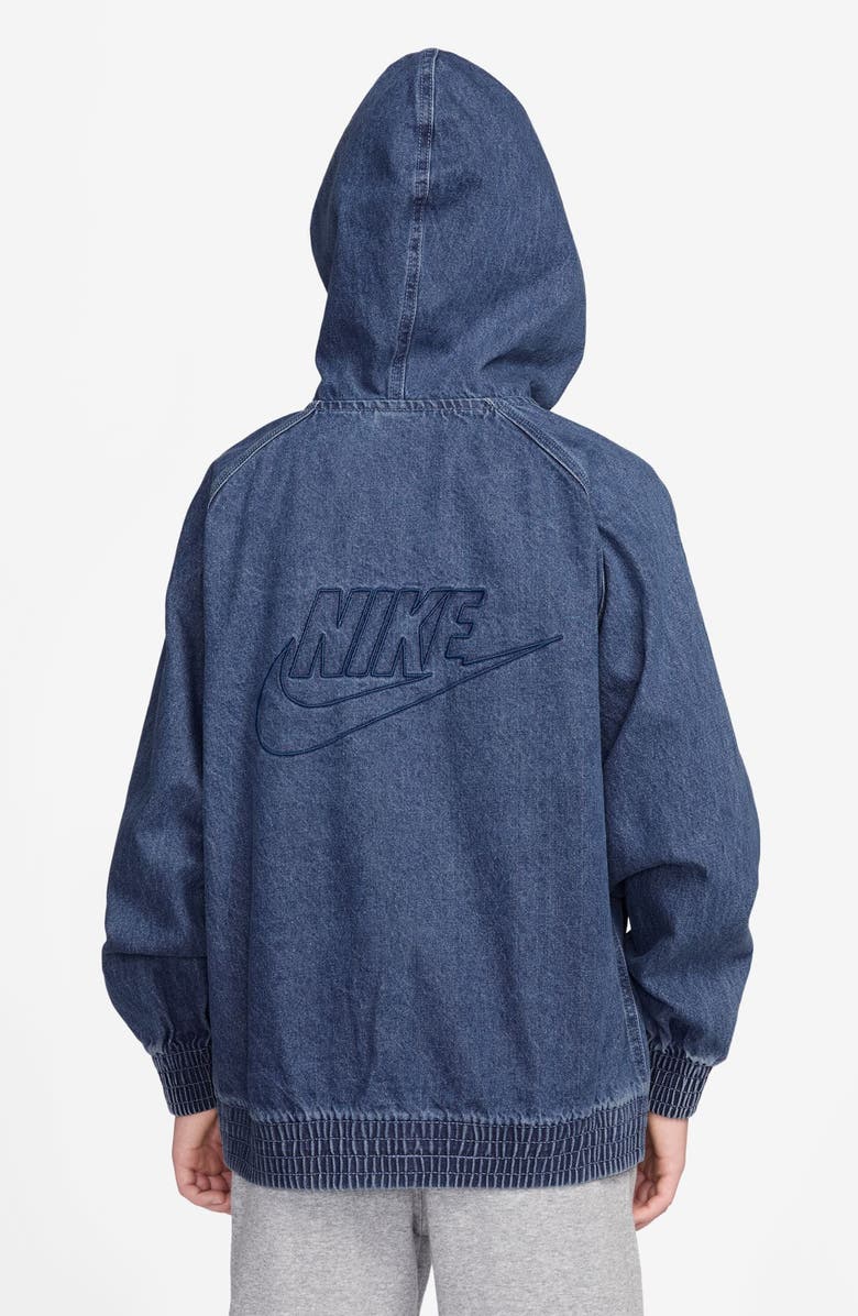 Nike Kids' Sportswear Denim Hooded Zip-Up Jacket, Alternate, color, Mystic Navy/ Coastal Blue