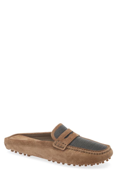Brunello Cucinelli Monili Penny Loafer Mule In C7495 Brown