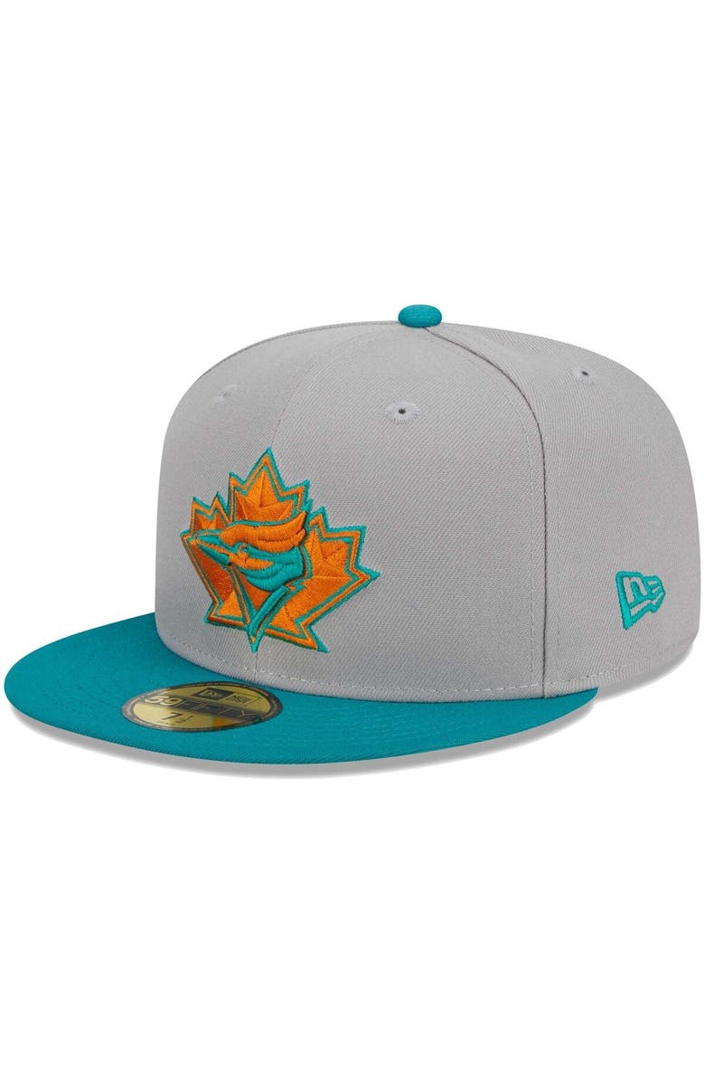 New Era Men's New Era Gray/Teal Toronto Blue Jays  59FIFTY Fitted Hat, Alternate, color, 