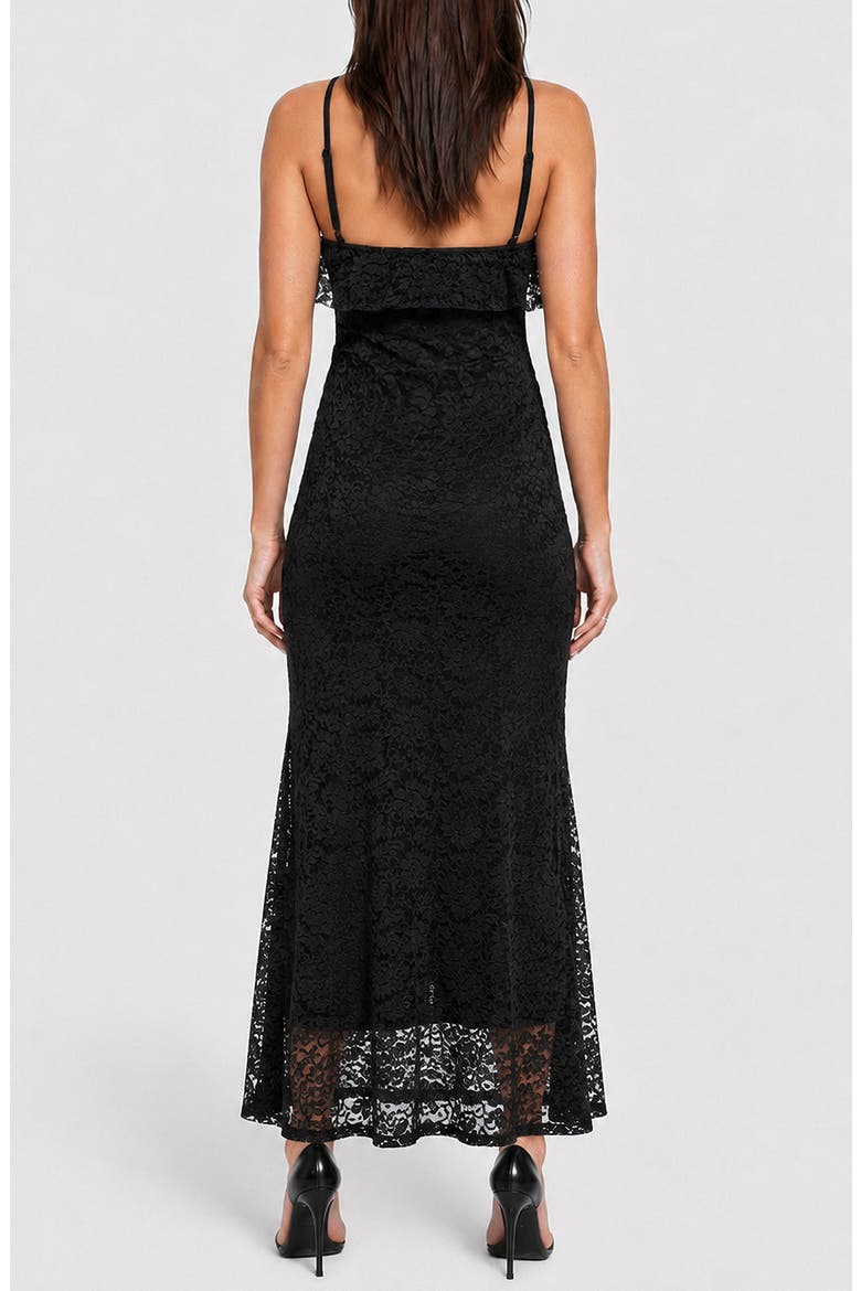 Lace Ruffle Halter Maxi Dress, Alternate, color, BLACK