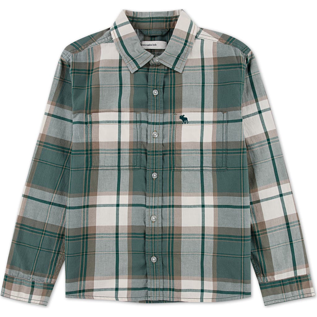 Abercrombie Kids Kids' Plaid Flannel Button-up Shirt In Green