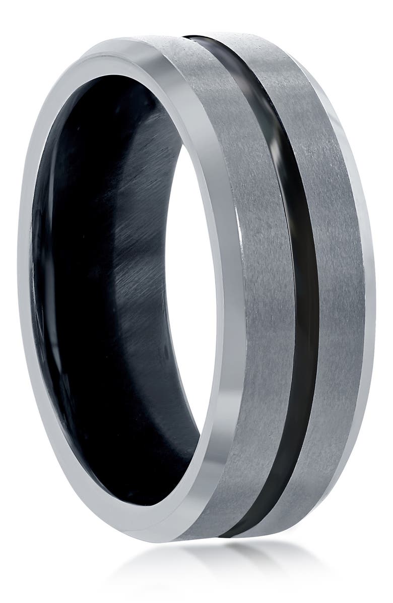 BLACKJACK Two-Tone Tungsten Ring, Alternate, color, Silver/Black