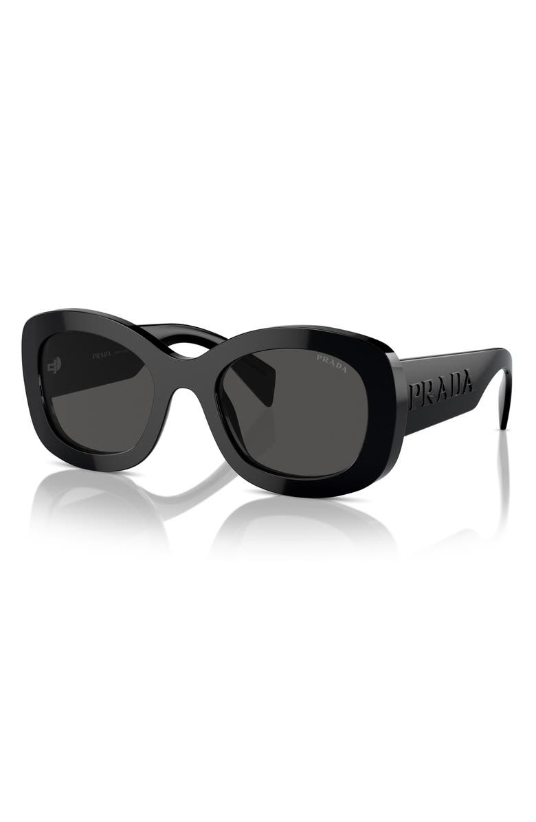 Prada 54mm Oval Polarized Sunglasses, Alternate, color, Black