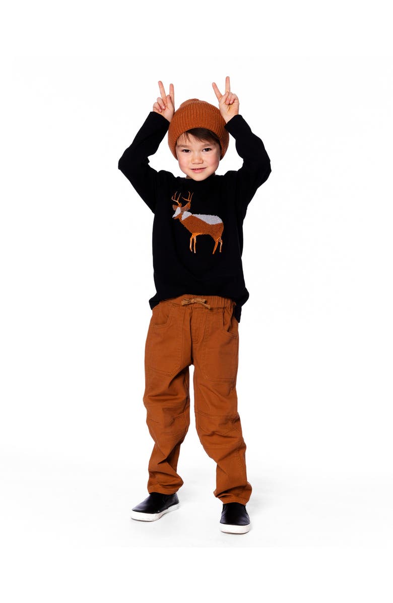 Deux par Deux Organic Cotton T-Shirt with Boucle Deer Applique, Main, color, 