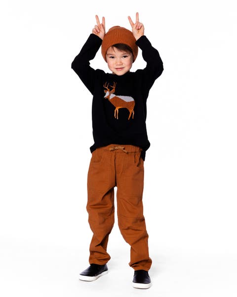 Organic Cotton T-Shirt with Boucle Deer Applique (Little Kid & Big Kid)