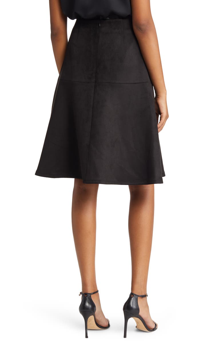 Anne Klein Faux Suede Flare Skirt, Alternate, color,