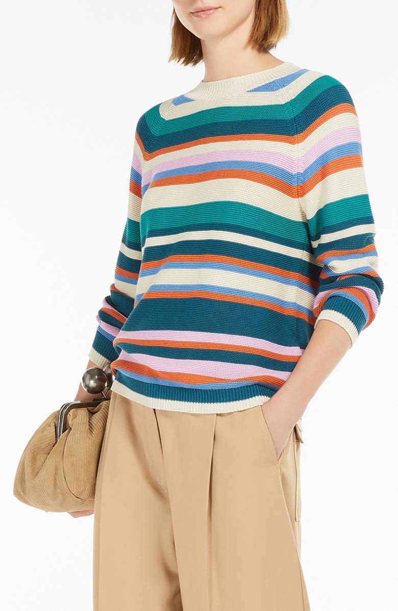 Weekend Max Mara Linz Stripe Cotton Sweater, Alternate, color, 