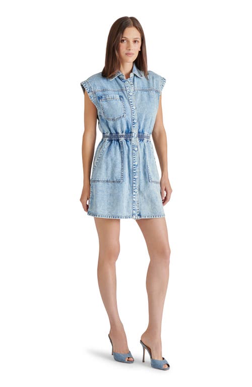 Steve Madden Robbie Denim Mini Shirtdress In Mineral Blue