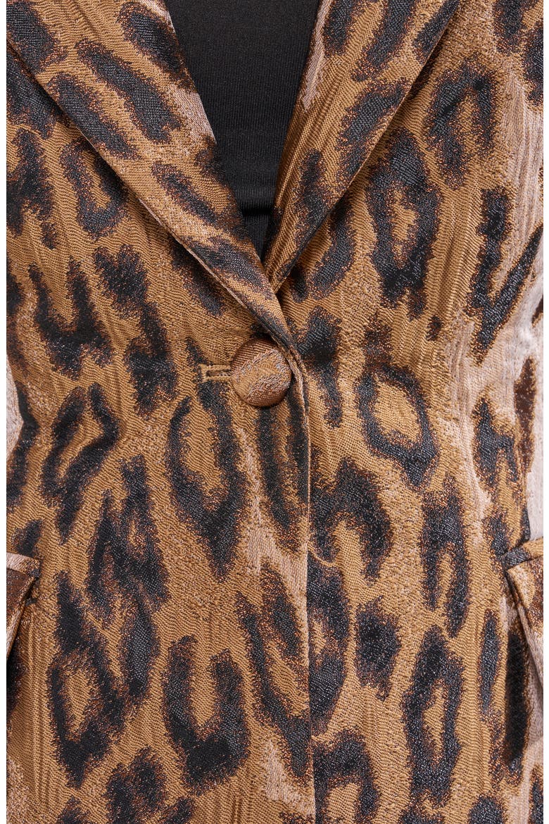 Femme Leopard Print Woven Blazer, Alternate, color, TAN MULTI