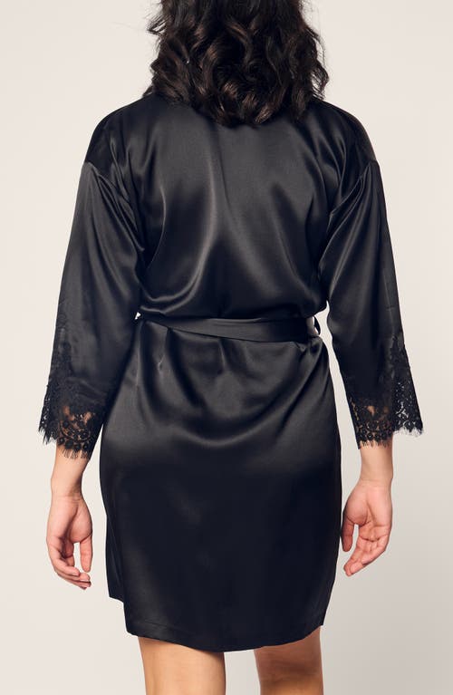 PETITE PLUME PETITE PLUME LACE TRIM MULBERRY SILK ROBE