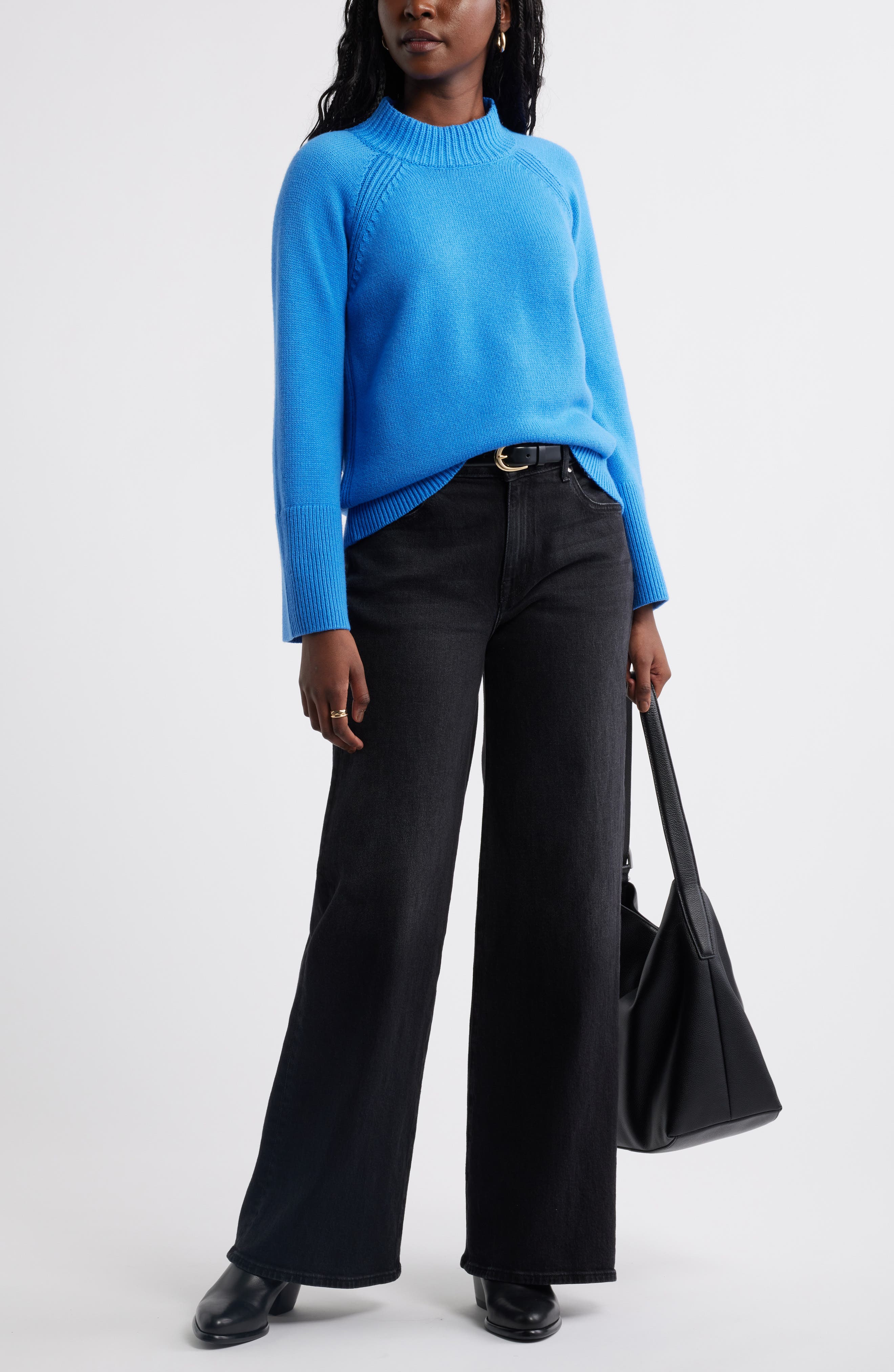 Женские свитеры Caslon® Bell Sleeve Mock Neck Merino Wool & Cotton Sweater — фото 2