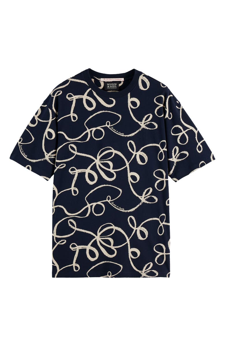 Scotch & Soda Print Cotton T-Shirt, Alternate, color, Ribbon Navy
