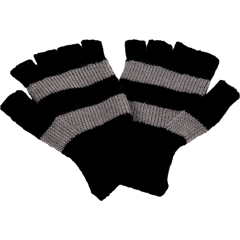 Nirvana Designs Striped And Solid Fingerless Gloves In Black/grey
