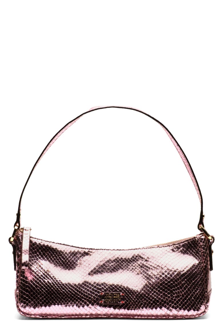Mia Snakeskin Embossed Metallic Leather Shoulder Bag, Main, color, PINK