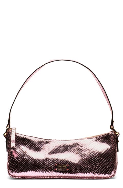 Mia Snakeskin Embossed Metallic Leather Shoulder Bag