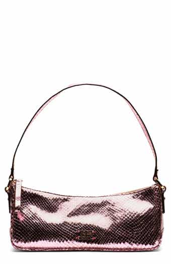 Mia Snakeskin Embossed Metallic Leather Shoulder Bag