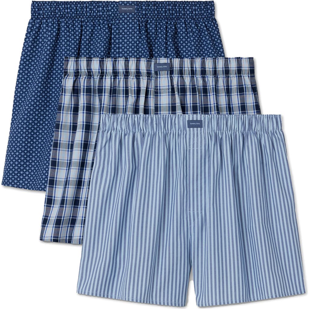 Tommy John Assorted 3-pack Woven Cotton Boxers In Multi