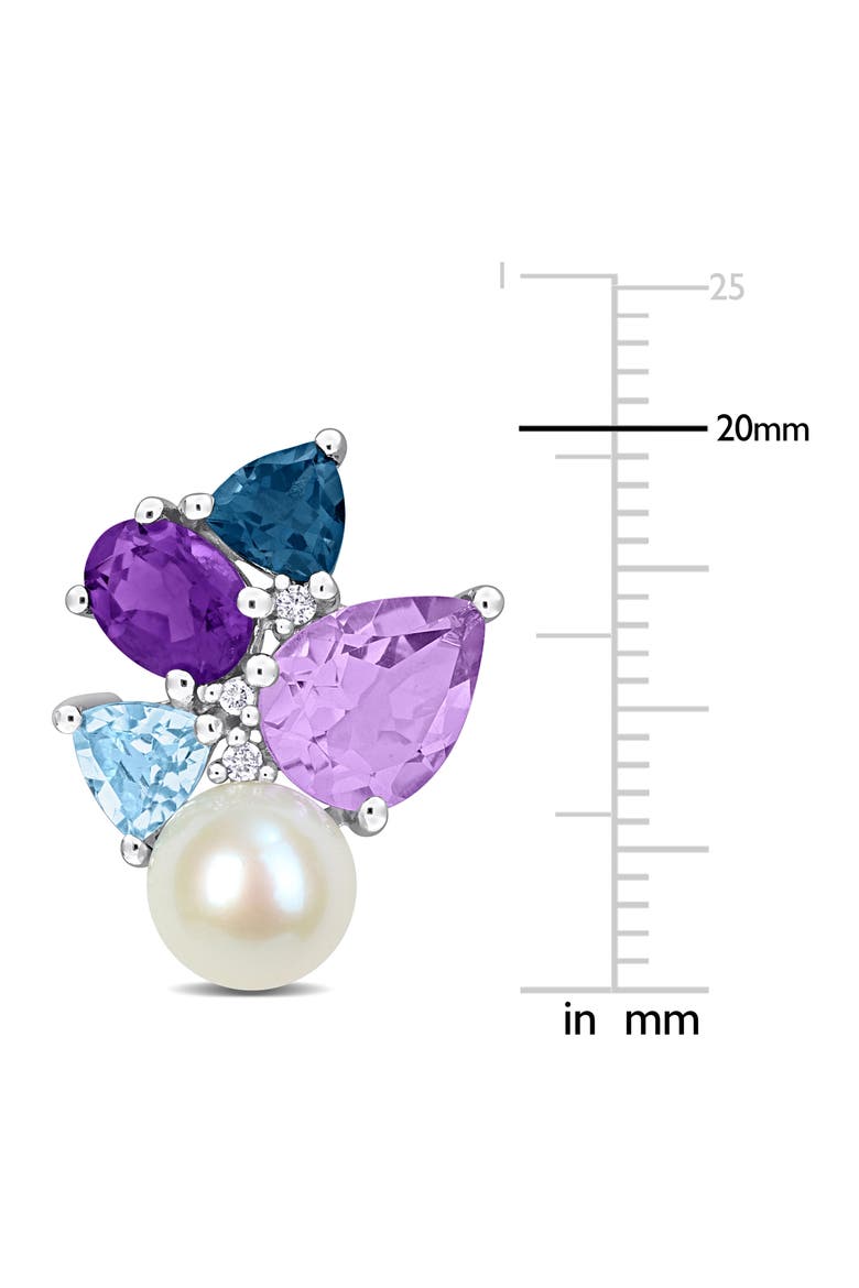 7-7.5mm Cultured Freshwater Pearl & Diamond Stud Earrings - 0.06ct., Alternate, color, PURPLE MULTI