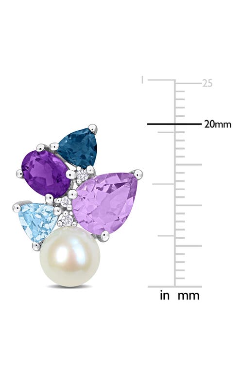 Delmar 7-7.5mm Cultured Freshwater Pearl & Diamond Stud Earrings In Purple