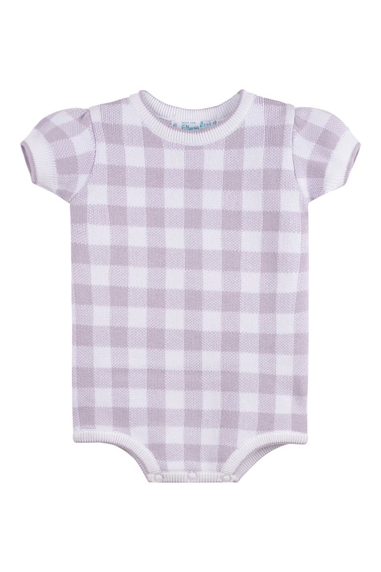 Gingham Cotton Romper, Main, color, LILAC