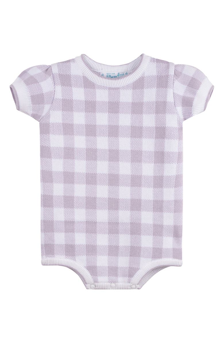 Feltman Brothers Gingham Cotton Romper, Main, color, Lilac